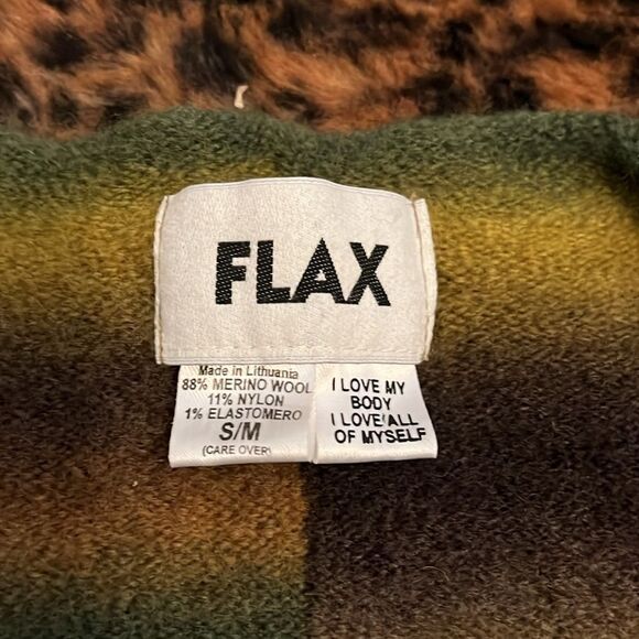 Flax Stripe Merino Wool Blend Multi Colors Pockets Pullover Sweater Boho Casual - Picture 8 of 8